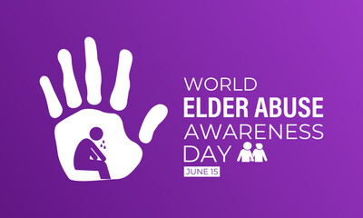 World Elder abuse awareness day is observed every year on June 15. Hand with adult man and Realistic Ribbon. It aims to Promote dignified aging through protection laws  Banner and  background design.