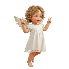 Fototapeta premium Cute Angel Child, Peaceful Angel Girl, Happy Little Angel, Adorable Winged Child, Innocent Angel Portrait