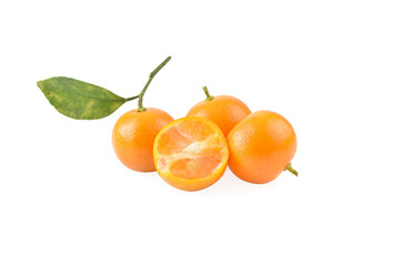 Fresh mandarin orange isolated on white background.