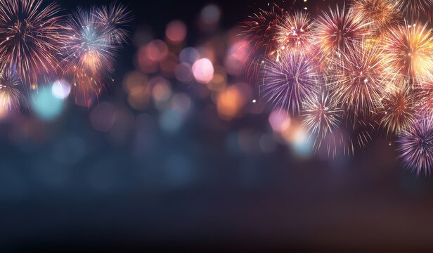 New Year's fireworks background with copy space, celebration concept