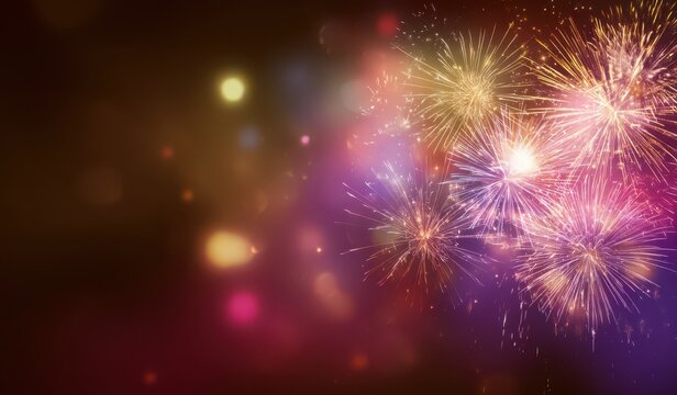 New Year's fireworks background with copy space, celebration concept