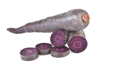 purple carrot isolated on white background.