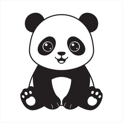Naklejka premium Cute panda cartoon character Vector illustration isolated on white background