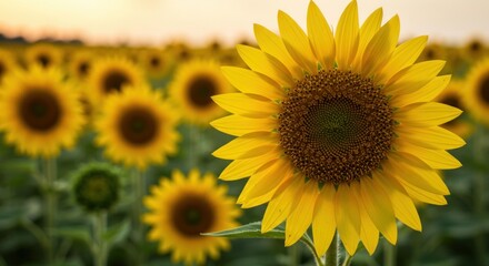 Sunflower Field at Sunset, Photo