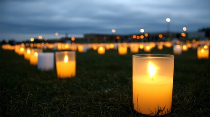 Candlelight vigil in a field