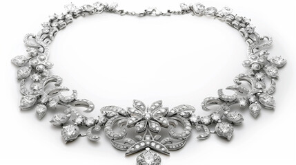 Exquisite Diamond Necklace Featuring Intricate Floral Motifs and Sparkling Brilliance