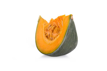 Slice of pumpkin isolated on white background
