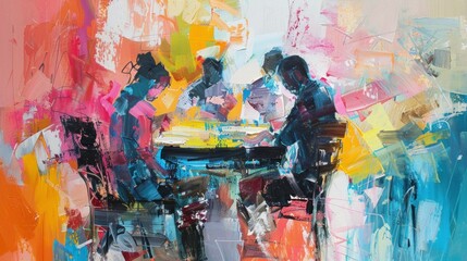 Group of professionals discussing ideas at a desk