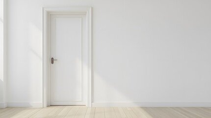 White wall with white stylish door. White doorway with door in white wall. White interior doors.