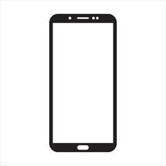 white blank screen view of smartphone with front camera isolated on white background. For your website, logo, app, UI design. Vector illustration, isolated on white background.