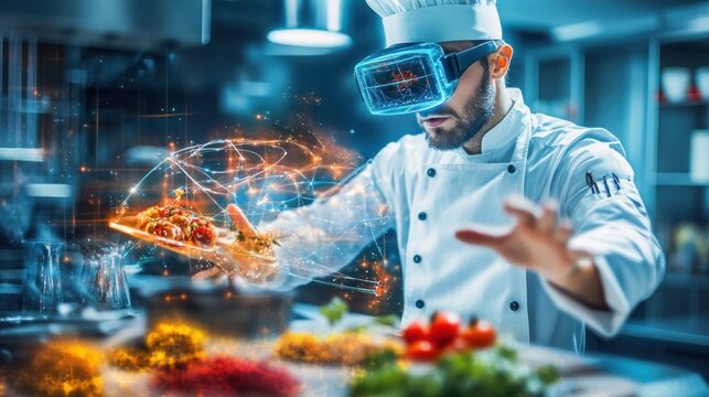 Chef Using VR Technology in Culinary Arts: A Futuristic Approach to Cooking