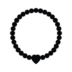 Simple Beaded Bracelet with Heart Charm Silhouette