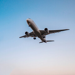 Side View of an Airplane Landing on a Sunny Day 1