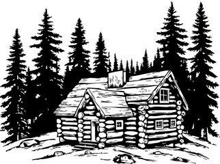 Rustic log cabin retreat canada day celebration outdoor nature scene enchanted forest tranquil viewpoint reflection on heritage