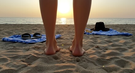 Beach Feet at Sunset - Photo