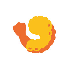 Fried shrimp vector on white background.  