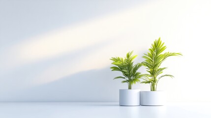 Obraz premium Minimalist interior design with two potted plants