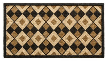 Geometric Diamond Doormat Top View, Black Beige Rug, Urban Exploration Photography, Isolated Doormat