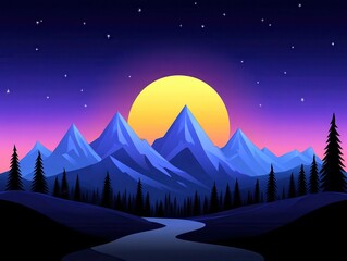 Fototapeta premium Night mountain landscape