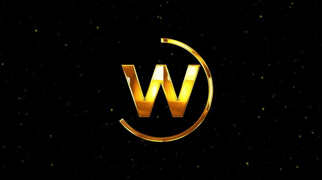 W Letter Logo, W Golden Logo Banner 