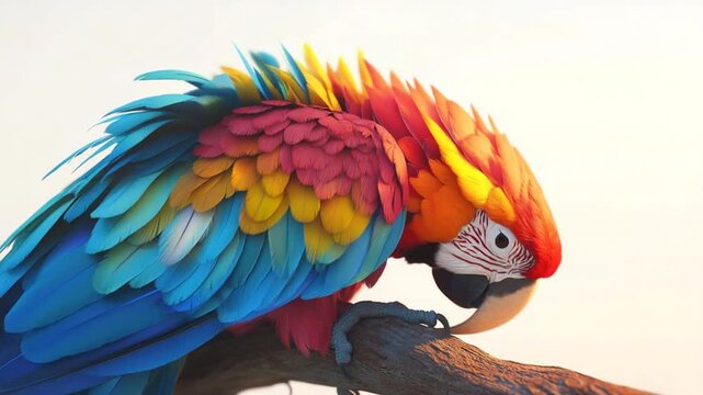 Vibrant Macaw Close-Up: A Stunning Display of Colorful Plumage and Tropical Beauty