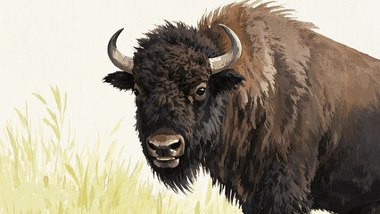 Storm-hued sovereign bison smile happy isolated watercolor vector illustration svg 