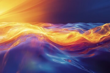 Obraz premium Vibrant ocean waves illuminated by the golden light of sunset near the horizon