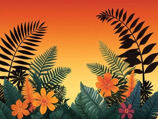 Obraz premium Tropical Sunset Flora