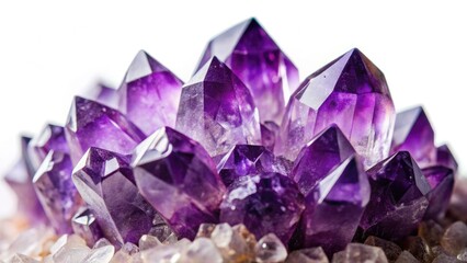 Fototapeta premium Panoramic Amethyst Crystal Close-up: Sparkling Purple Quartz Gemstone