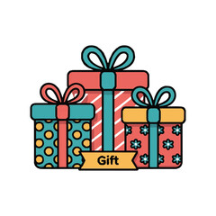 Gift Box Icon Set – Colorful Vector Illustration