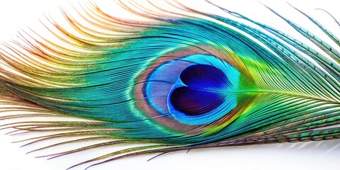 Obraz premium Peacock Feather Macro Photography, Blue Eye Defense Mechanism, Avian Wildlife, Colorful Bird Portrait