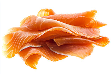 a pile of salmon on a white background