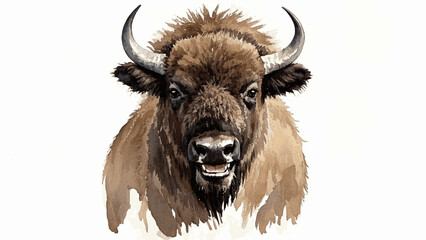Thunder in watercolor: bison’s charge bison smile happy isolated vector illustration svg  © Arun168