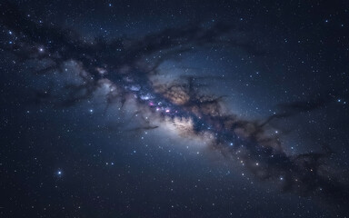 Fototapeta premium Majestic Milky Way Galaxy Displaying Billions of Stars, Cosmic Dust, and Nebulae in the Vast Expanse of Deep
