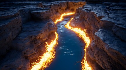 Fiery River Gorge at Night