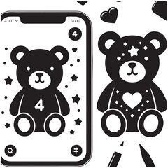 Obraz premium Cute Cartoon Teddy Bear with Number 4 and Magic Wand for Kids Birthday or Preschool Design