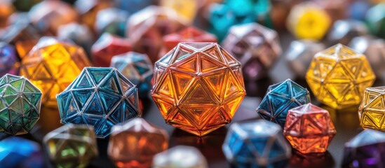 Colorful Geometric Crystal Balls Close-up