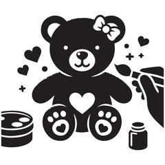 Cute Cartoon Teddy Bear with Number 4 and Magic Wand for Kids Birthday or Preschool Design