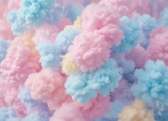 Fototapeta premium Abstract pastel cotton candy texture, soft gradient of pink, blue, yellow , cotton candy, design