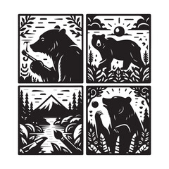 Cute Cartoon Teddy Bear with Number 4 and Magic Wand for Kids Birthday or Preschool Design