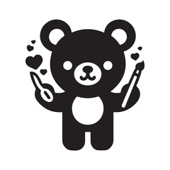 Cute Cartoon Teddy Bear with Number 4 and Magic Wand for Kids Birthday or Preschool Design