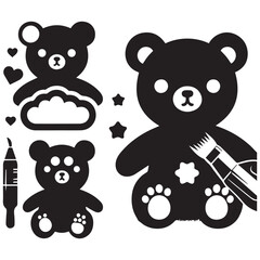 Cute Cartoon Teddy Bear with Number 4 and Magic Wand for Kids Birthday or Preschool Design