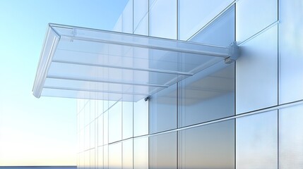 Obraz premium Slimline awning mounted directly to exterior wall with PVC panels in soft translucent finish
