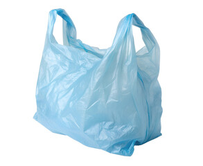 Fototapeta premium Plastic shopping bag mockup isolated on white with realistic crumples ideal PNG cutout for product design or digital artwork