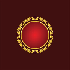 Golden luxury round frame vector 