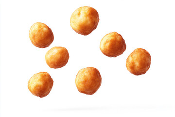 a group of doughnuts flying in the air