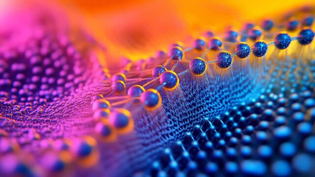 Abstract Nanoscale Network Visualization with Vibrant Color Gradients and Connected Spheres