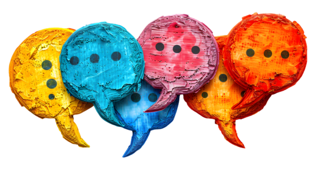 Colorful Speech Bubbles with Abstract Art.