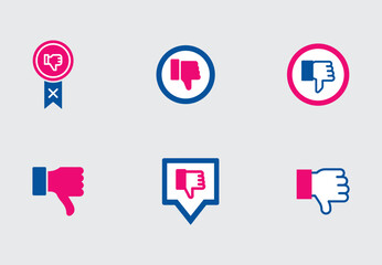 Dislike Icons in Flat Style – Vector Thumbs Down Design

