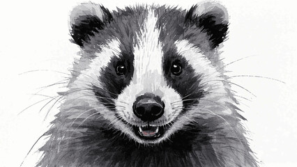 Nocturnal pigment: moonlit mask badger smile happy isolated watercolor vector illustration svg 